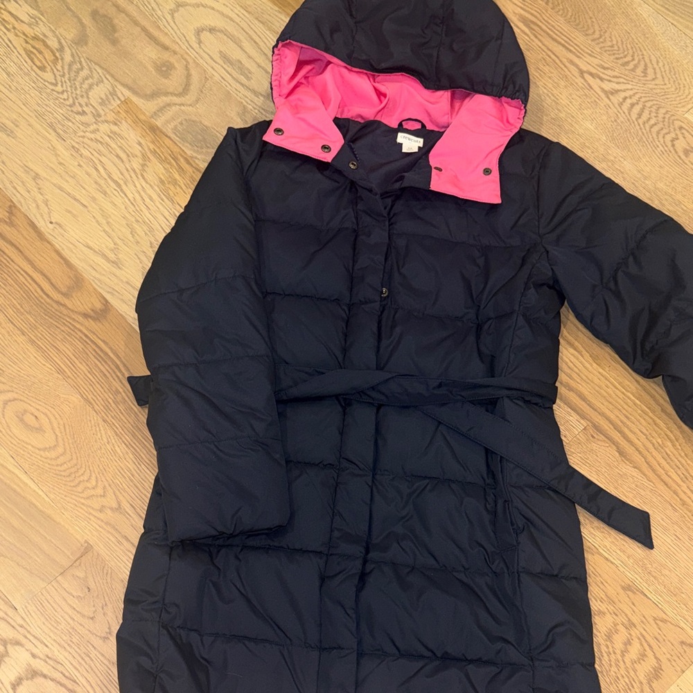 Crewcuts Blue Long Coat with Pink Lining